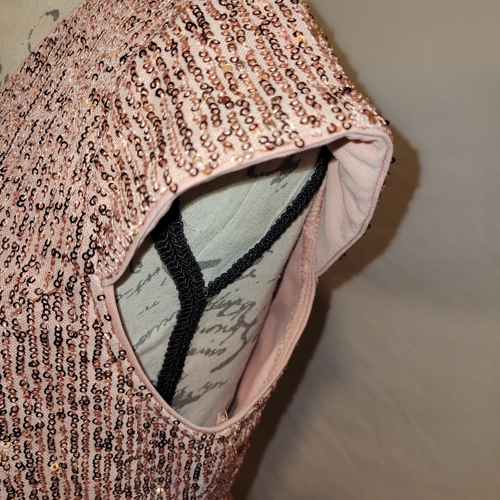 Maniju Peach/Pink Prom Sequined Dress - Picture 2 of 13